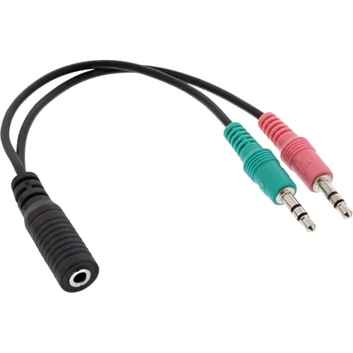 InLine Audio Headset Adapterkabel 2x3,5mm Klinke St->3,5mm Bu 4pol OMTP