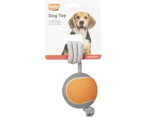 Hundespielzeug Karlie Tennisball mit Seil 8 cm gelb