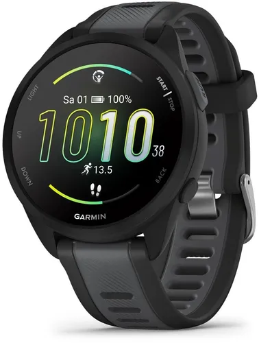 GARMIN Forerunner 165 - Smartwatch 20 mm, Schwarz Schiefergrau, tägliche Trainingsempfehlungen für deine Ziele