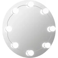 vidaXL Rund Wandspiegel mit LED-Beleuchtung - Moderner Standspiegel mit LED, ideal für Schlafzimmer oder Wohnzimmer. Die aufklebbare Schminkspiegelleuchte bietet verschiedene Farbmodi und sorgt für ein nahtloses, elegantes Design.