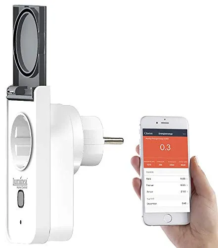 Luminea Home Control WLAN Steckdose aussen: Smarte WLAN-Outdoor-Steckdose, Energiekostenmesser, App, IP44 (WLAN Steckdose Außenbereich, Outdoor Alexa, Weihnachtsbeleuchtung)