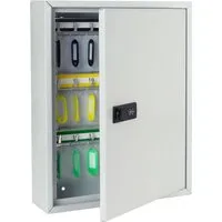 HMF Schlüsselkasten mit Zahlencode – 42 Haken, verstellbare Hakenleisten - Sicherer Schlüsselschrank mit Zahlenschloss für bis zu 42 Schlüssel. Ideal für Unternehmen wie Autovermietungen und Hotels. Robuste Stahlkonstruktion, inklusive farblich sortierter Schlüsselanhänger.
