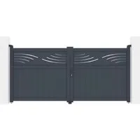 Casanoov Flügeltor Elektrisch Halti 300x140cm Aluminium Grau & Drehtorantrieb Tanker B250
