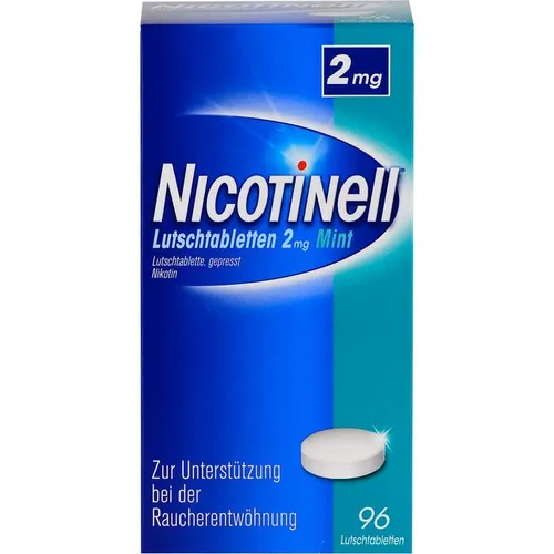 NICOTINELL Lutschtabletten 2 mg Mint - Unterstützung bei der Raucherentwöhnung - Suchterkrankungs-Medikamente, diskrete Linderung von Entzugssymptomen für starke Raucher, wirkt schnell und überall einsetzbar.