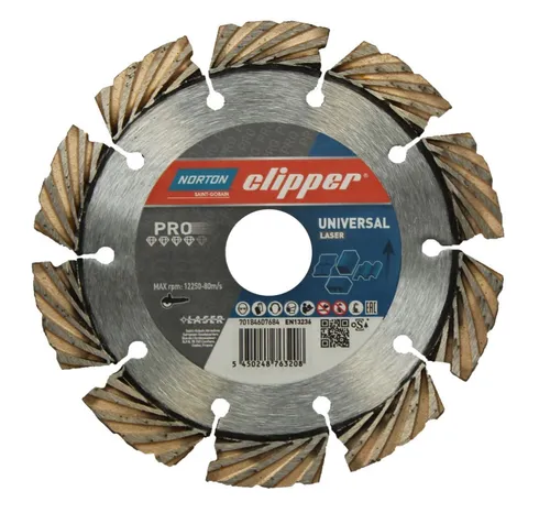 Norton Clipper Diamanttrennscheibe Pro Universal Laser 125x22,2 mm - Diamantsägeblätter für präzise Schnitte in verschiedenen Materialien, langlebig und leistungsstark für Profis und Heimwerker.