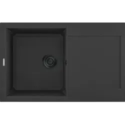 Reginox Einbauspüle Bari 10, Granitspüle mit Abtropffläche - Granitspüle in Nero Black mit reversibler Abtropffläche, ideal für moderne Küchen und platzsparenden Einbau.