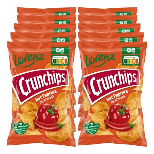 Lorenz Crunchips Hot Paprika 150 g, 10er Pack