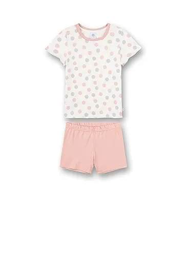 Sanetta Mädchen Schlafanzug Kurz Beige Pyjamaset - Schlafanzug für Mädchen in Beige mit Dots-Allover, aus hochwertiger Bio-Baumwolle für angenehmen Tragekomfort und pflegeleicht, ideal für erholsamen Schlaf.