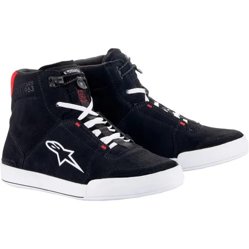 Alpinestars Chrome Motorradschuhe Herren - Schwarz/Weiß/Rot, Gr. 11 (44) - Motorradstiefel mit atmungsaktivem Wildleder, verstärkter Ferse und Zehen, CE-Getestet für optimalen Schutz auf der Straße.