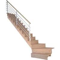 Treppe Lindos Eiche Gewendelt L Setzstufen 100 cm Design-Geländer-Edelstahl FSC®