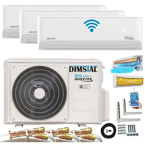 A++ 5m QuickConnect TRIO-Split Klimaanlage mit WiFi Steuerung - Haushaltsgroßgeräte mit 3 Innengeräten, SelfClean Funktion und Golden-Fin Lotus-Effekt für saubere und gesunde Luft. Effizient, leise und energiesparend – ideal für ganzjährige Klimatisierung.