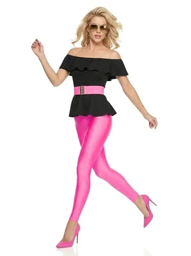 DEGUISE TOI Vegaoo 80er-Retrokostüm für Damen pink-schwarz - S