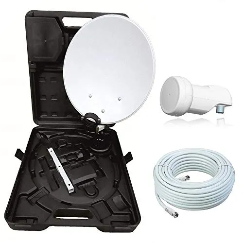 netshop 25 Camping SAT Koffer 40cm Spiegel + Single LNB + 10m Kabel
