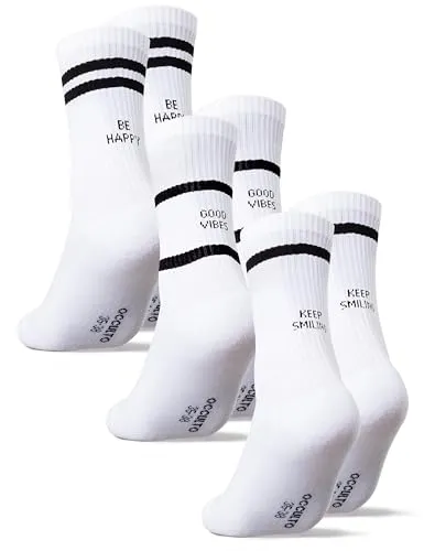 Occulto Damen & Herren Statement Tennis Socken 3er Pack (Modell: Leo) Happy 43-46