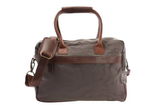 LECONI kleiner Weekender aus Rinds-Leder & Canvas - Stylischer Weekender im Vintage-Look aus hochwertigem Rinds-Leder & Canvas, ideal als Handgepäck oder Arbeitstasche für Damen und Herren, bietet Platz für DIN A4 Unterlagen.