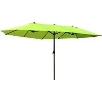 Outsunny Doppelsonnenschirm 455 x 265 cm - Sonnenschirm mit UV-Schutz und Handkurbel, ideal für Garten, Terrasse oder Strand. Bietet großzügigen Schatten und hohe Stabilität durch robuste Materialien.