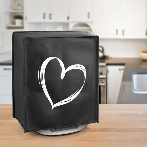 kwmobile Hülle kompatibel mit Thermomix TM5 / TM6 - Küchenmaschine Abdeckhaube - in Weiß Schwarz Herz Brush