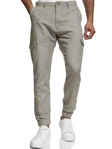 Indicode Leinenhose Booth mit 6 Taschen - Wanderhose aus 55% Leinen, ideal für die warme Jahreszeit, mit 6 praktischen Taschen für optimalen Stauraum.