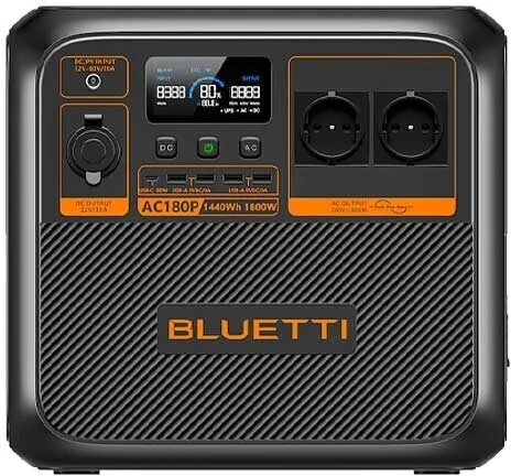 Bluetti PowerOak AC180P - Tragbare Powerstation - Powerstation mit 1.440 Wh Kapazität, ideal für Outdoor-Aktivitäten und Notfälle. Schnelles Laden in 1 Stunde bis 80% und nahtlose UPS-Funktion bei Stromausfällen.