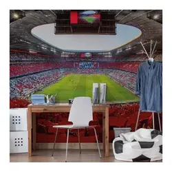 FC Bayern München Fototapete Große Fußball Fototapete FC Bayern München Allianz Arena Vliestapete FCB, sportliche Wohnzimmer Tapete bunt 3.84 m x 2.6 m