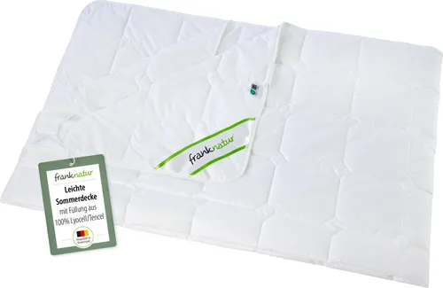 franknatur Sommerdecke Lyocell Tencel 155x220 - Leichte Bettdecke aus 100% Lyocell mit Baumwollbezug, ideal für warme Nächte. Hervorragende Atmungsaktivität und Feuchtigkeitsregulierung sorgen für optimalen Schlafkomfort. Pflegeleicht und allergikerfreundlich.