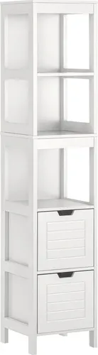 osoltus Badregal Hampton 144cm - Hochwertiger Badschrank - Regale aus hochwertigem MDF, 3 Fächer und 2 Schubladen bieten viel Stauraum; modernes, schlichtes Design für jedes Badezimmer.