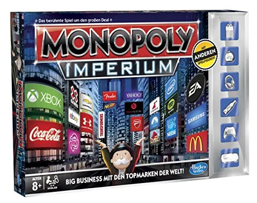 Hasbro A4770398 - Monopoly Imperium - Edition 2014, Spiel - Gesellschaftsspiel für 2-4 Spieler, bauen Sie Ihr Marken-Imperium in nur 40 Minuten auf. Ideal für spannende Spielabende ab 8 Jahren!