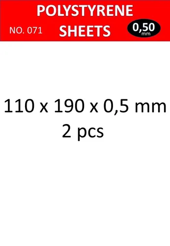 MW22 PLUSMODEL 071 POLYSTYRENE SHEETS 2X 110X190 X 0,5MM ACCESSORIES