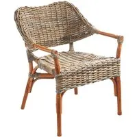 Kobolo Rattanstuhl TARA mit Armlehnen - 4-Fuß-Stuhl aus nachhaltig gewonnenem Rattan, beeindruckende Stabilität und zeitloses Design in kubu grey für jede Einrichtung.