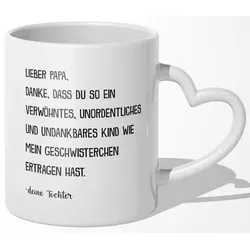 22Feels Tasse Papa Geschenk Vatertag von Tochter Vater Geburtstag Kaffeetasse Mann, Keramik, Made In Germany, Spülmaschinenfest, Herzhenkel weiß