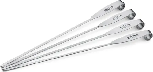 Weber Doppelspieße Set (30 cm), 8 Stück - Ideal für Grillliebhaber - Praktisches Set mit 8 Doppelspießen (30 cm) für sicheres Grillen von Fleisch, Garnelen und Gemüse. Hergestellt aus langlebigem Edelstahl, spülmaschinenfest und für alle Grillarten geeignet.