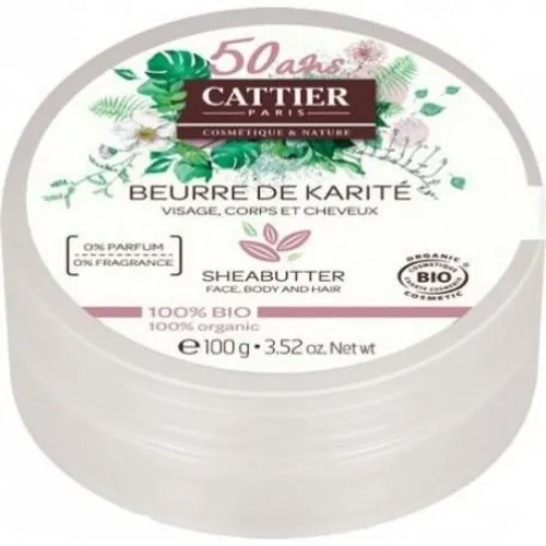 Cattier Shea Butter 100% Organic 100gr - Körperbutter, 100% rein und umweltfreundlich, ideal für Gesicht, Körper und Haar, reich an Vitaminen A, D, E und F.