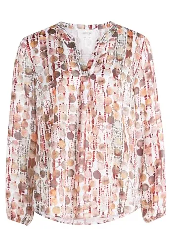 Cartoon Damen Blusenshirt mit Muster 34 in Braun/Rot - Figurumspielendes V-Ausschnitt Blusenshirt mit ansprechendem Muster für einen lässigen Look. Ideal für den Alltag und vielseitig kombinierbar.