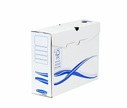 Bankers Box 4460202 Archivschachtel 25-er Pack A4+ Format - Bürobedarf: Ablageboxen, umweltfreundlich aus 100% recyceltem Karton, ideal zur sicheren Aufbewahrung von A4 und A4+ Dokumenten mit praktischen Beschriftungsfeldern.