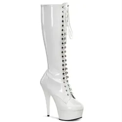 DELIGHT-2023 Damen Boots von Pleaser - Stretch Knee Boots in Weiß, EU 38 - Die DELIGHT-2023 Stretch Knee Boots von Pleaser vereinen Stil und Komfort. Mit einem eleganten 6 Zoll Absatz und praktischem Reißverschluss sind sie die perfekte Wahl für besondere Anlässe und aufregende Nächte.