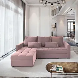 Masseno Ecksofa KOS PIK mit Schlaffunktion und Bettkasten - Rosa - Ecksofa mit eleganter L-Form, Schlaffunktion und praktischem Stauraum für Bettzeug. Ideal für Wohnzimmer und Gästeübernachtungen.