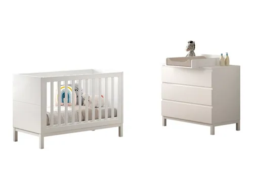 aufm Kessel Babyzimmer-Komplettset Keely – 3-teiliges Set mit Babybett und Wickelkommode - Praktisches 3-teiliges Set aus Wickelkommode und Babybett, ideal für moderne Babyzimmer. Pflegeleichte Oberfläche und viel Stauraum sorgen für Ordnung und Sicherheit.