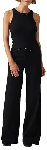 Levi's Shaping Wide Leg Soft Black 318 - Bequeme Wide Leg Jeans mit integriertem Baucheinsatz für einen flachen Bauch und optimalen Halt. Aus superweichem Stretch-Denim für perfekten Komfort und Formstabilität – ideal für jeden Anlass.