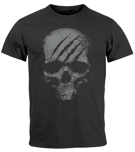 Neverless® Herren T-Shirt Totenkopf Skull Totenschädel Skelett Print Aufdruck Fashion Streetstyle Anthrazit 3XL