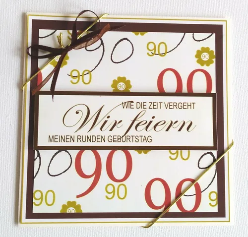  Einladungskarten zum 90. Geburtstag  in creme-braun-tönen 5