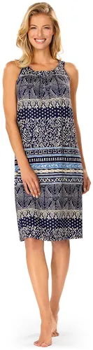 Damen Strandkleid ASCAFA 95cm – Maritim und bequem - Bademode: Ärmelloses Sommerkleid aus Viskose in Blau, ideal für Strandtage und Maschinenwäsche, Größe 38.