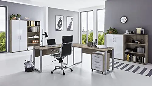 Büromöbel-Set BMG MÖBEL "Tabor Office 1" - Vielseitiges Büromöbel-Set in modernem Design, inklusive abschließbarem Rollcontainer und Aktenschränken für optimale Ordnung. Ideal für Home Office oder kleine Büros.