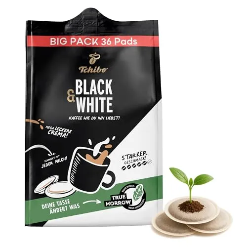 Tchibo Kaffeepads BLACK & WHITE, 36 Stück - 1er-Pack (Kaffee, kräftig mit starkem Geschmack), nachhaltig, geeignet für Senseo Maschinen