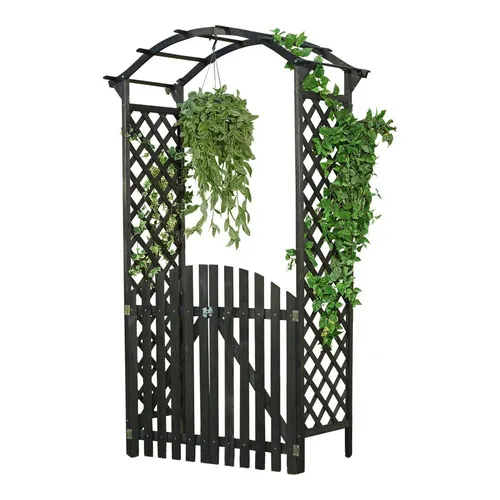 Mucola Rosenbogen mit Tür - Spalier & Rankhilfe - Witterungsbeständiger Rosenbogen aus Holz, mit zwei Türen für einfachen Zugang. Ideal für Gärten, um Pflanzen stilvoll zu unterstützen und zu präsentieren.