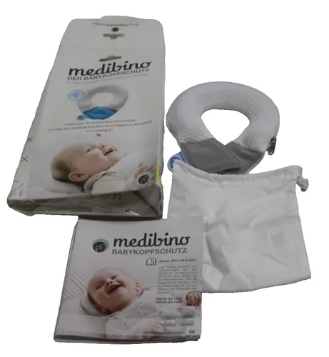 Medibino® Babykissen gegen Plattkopf | Grau - Das patentierte Babykissen fördert die runde Kopfform Ihres Neugeborenen. Mit geringer Auflagefläche und anpassbarer Größe ist es ideal für Kinderwagen, Babyschale und Tragekorb. Hochwertige Materialien sorgen für einfache Reinigung.