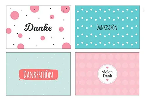 Stück (4x3) Premium Dankeskarten (Klappkarten) mit 12 Umschlägen, Danke, Dankeschön, Karten, Dankekarten, Hochzeit, Geburt, Baby, Taufe, Abschied, Geburtstag, Jubiläum 12