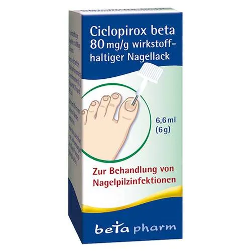CICLOPIROX beta 80 mg/g Nagellack - Wirkstoffhaltiger Nagellack (6.6 ml) zur Behandlung von Nagelpilz, apothekenpflichtig und effektiv gegen Fuß- und Fingernagelinfektionen.