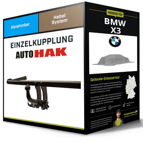 Abnehmbare Anhängerkupplung für BMW X3 (08.2024 - jetzt) - Praktische abnehmbare Anhängerkupplung von Auto Hak mit einer Anhängelast von 2500 kg, ideal für den täglichen Einsatz. Keine Eintragung in die Fahrzeugpapiere notwendig!