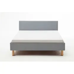 Livetastic Polsterbett meise.möbel Lena, Hellblau - Elegantes Polsterbett (140x200 cm) in Hellblau, ideal für gemütliche Abende mit gepolstertem Kopfteil und harmonischen Eichefarbenen Füßen. Perfekt für Ihr Schlafzimmer!