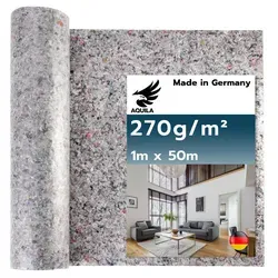 AQUILA Profi Malervlies 50m x 1m, 270 g/m², Kein Durchsickern, hochwertiges Abdeckvlies zum Streichen, Schutz für Böden & Möbel, rutsch- & reißfest, Made in Germany